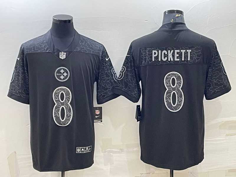 Mens Pittsburgh Steelers #8 Kenny Pickett Black Reflective Limited Stitched Football Jersey->pittsburgh steelers->NFL Jersey